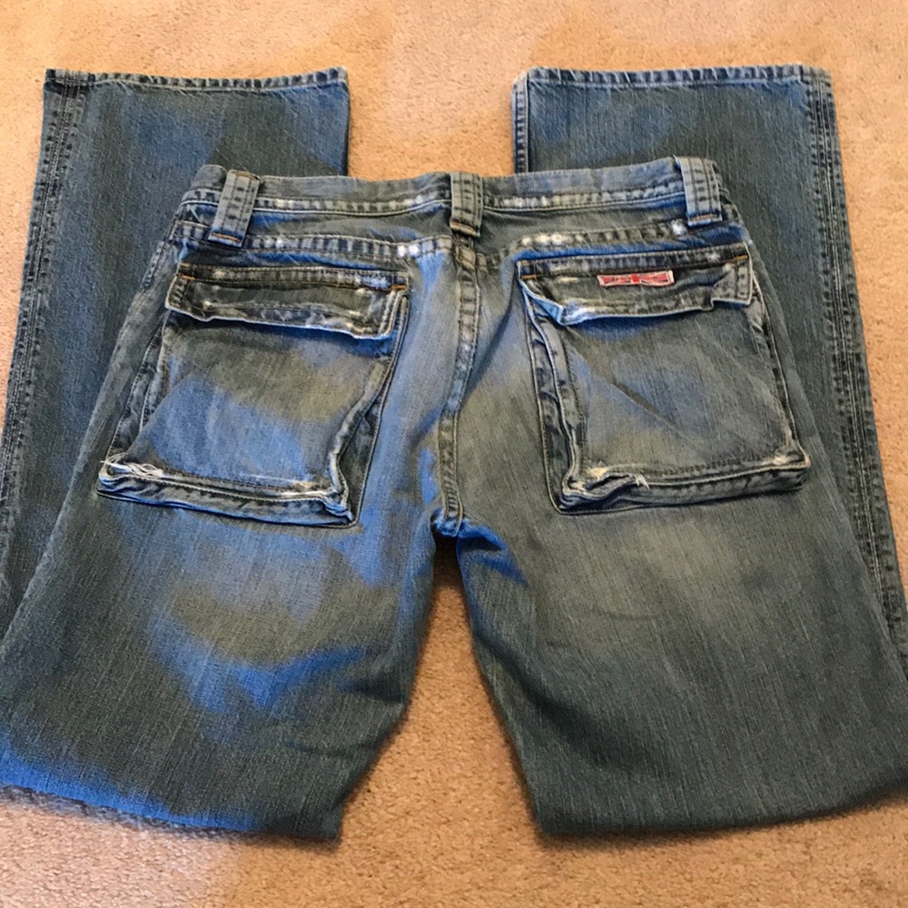Distressed Hudson Button-fly Jeans. Size 33.